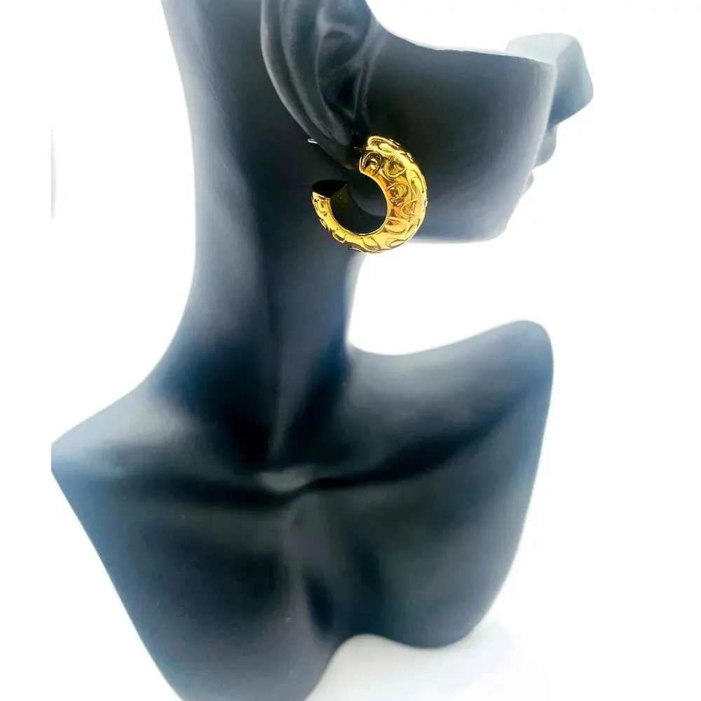 Coach Quilted Signature Chunky Hoop Earrings - Picture 3 of 4